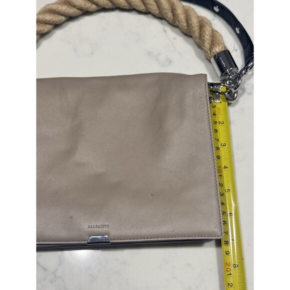 All Saints Harri Crossbody Bag Tan Black Rope Handle Purse Handbag Allsaints - Picture 5 of 13